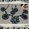 Collier fleur noir et blanc