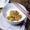 Wok de bœuf et poireaux