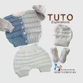 TUTO tricot bb BOUTIQUE bebe modele layette bébé et patron a tricoter Explications brassière, bonnet, bloomer, chaussons