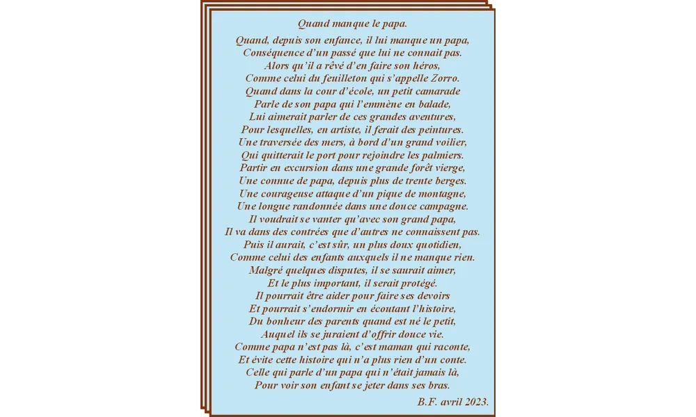 Quand manque le papa.