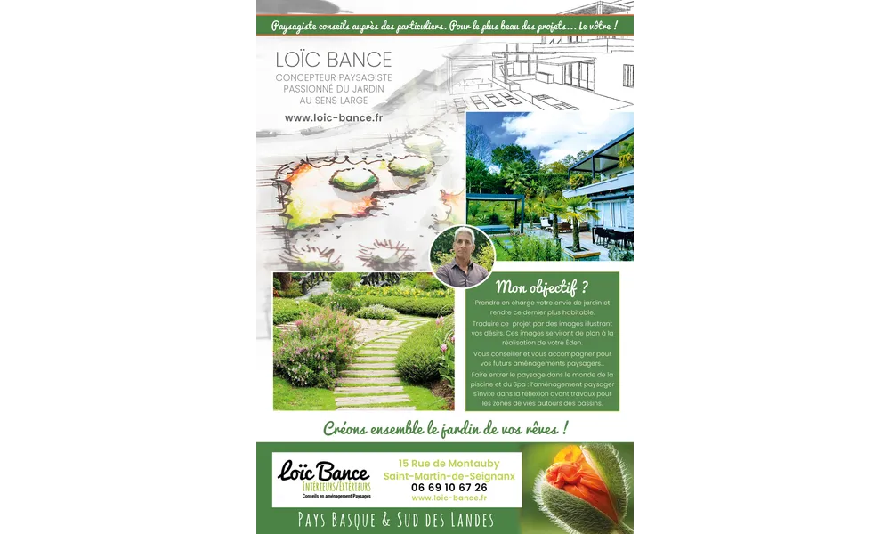 👨‍🌾 Paysagiste Pays Basque et Paysagiste Landes. Concepteur de jardins.