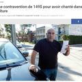 149 $ d'amende pour avoir chanté dans la voiture !!!!!!!!! ça s'améliore au Québec !