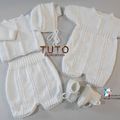 TUTO tricot bb BOUTIQUE bebe modele layette bébé et patron a tricoter Explications brassière, bonnet, bloomer, chaussons