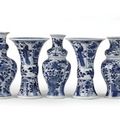 A Chinese blue and white miniature matched five-piece garniture Kangxi (1662-1722) 