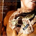 "Cravate féminine"* & ceinture textile réversible 2en1 en Velours & Imprimé fleurs