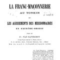 La franc-maçonnerie au Tonkin et les agissements des missionnaires en Extrême-Orient