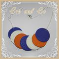 Collier cuir blanc, bleu et orange