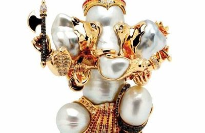 Pearl and gemstone brooch by Mario Buzzanca