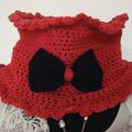 COL AU CROCHET AVEC NOEUD PAPILLON ROUGE ET NOIR et son tuto