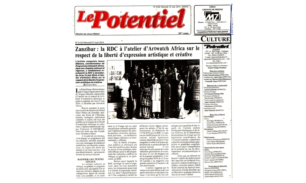 Un article dans le Journal Le Potentiel