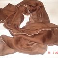 Foulard vintage marron liseret beige