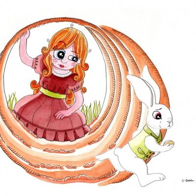 mise en couleur d'alice et le lapin