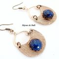 BO344 - Boucles d'oreille ethniques en bronze et lapis