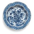 A blue and white lobed basin, Wanli mark and period (1573-1620)