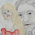 dessin portrait de star: Brigitte Bardot et Serge Gainsbourg 