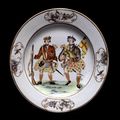 Plate with European Figures, China for export, ca.1745