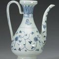 A blue and white porcelain ewer from the 'San Diego' Cargo. Circa 1600