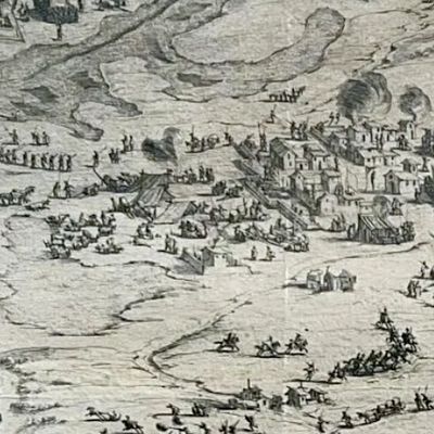 Vue de Nieul sur mer en 1628, par Callot 
