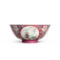 A fine ruby-ground sgraffiato ‘hundred antiques’ bowl, Seal mark and period of Daoguang 