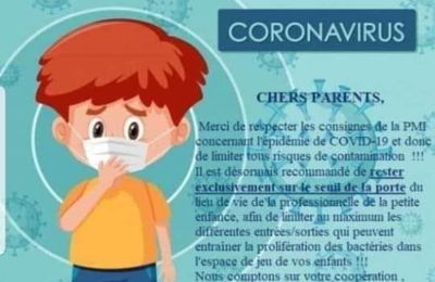 Affiche parents coronavirus chez l'assistante maternelle