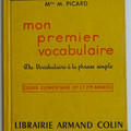 Livre de Cours ... MON 1er VOCABULAIRE (1956) * Armand Colin 