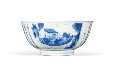 A blue and white inscribed 'Latter ode to the Red Cliff' bowl, Kangxi mark and period (1662-1722)