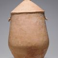 A rare large red pottery jar and cover, Neolithic period, probably Qijia culture, circa 2050-1700 BC