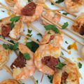 Brochettes de crevettes au chorizo