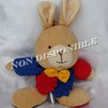 Doudou Peluche Lapin Musical Accordéon Beige Bleu Rouge IKEA