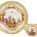 Tea bowl and saucer with Chinoiserie decoration, Meissen, ca. 1730