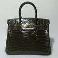 Hermès Paris made in france Exceptionnel sac "Birkin" 30 cm en crocodile vert olive
