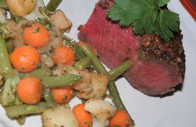 Hurlons avec les loups! Côte de boeuf en croûte de noix et ciboule