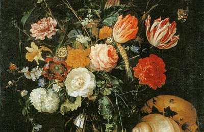 Jan Davidsz. de Heem, Memento mori. A skull next to a bouquet of flowers, c. 1655/60