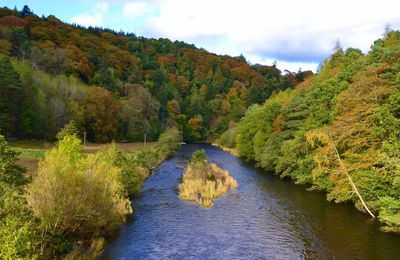 Promenade automnale le long de la riviere Tweed, Peebles, Borders