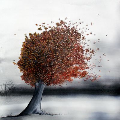 Arbre -2 Toile lin 60x75 huile et encre de chine 