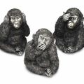 A set of three Italian silver models of the wise monkeys, mark of Gianmaria Buccellati, Milan, 20th century