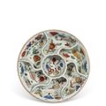 A wucai sweetmeat box, Wanli six-character mark within a double circle in underglaze blue and of the period (1573-1619)