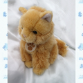 Doudou Peluche Chat Assis Marron Roux Yeux Bleus Médaillon Empreintes