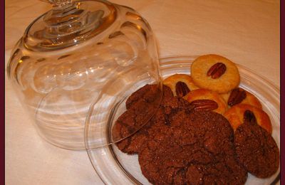 Sablés aux noix de pécan et sirop d'érable, et biscuits croustillants au chocolat et au gingembre