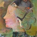 " Femmes cadres ", inspiré de tableaux renaissance revisités. Série de 9 tableaux, format 30x30cm chacun, acrylique et collages.