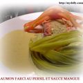 SAUMON FARCI AU PERSIL ET SAUCE MANGUE