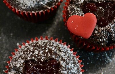 Cupcakes en coeur, chocolat et groseille / BATTLE FOOD #28