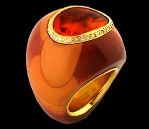 Versani Ring: citrine, red diamond, jasper in 18k Yellow Gold  