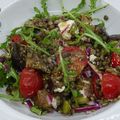 Salade de lentilles aux aubergines rôties et féta