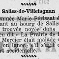 Marie Perissat, retrouvée noyée dans le ruisseau l'obier à Salles-de-Villefagnan