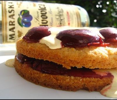 Shortcake au prunes roties, sabayon au Slivovitz