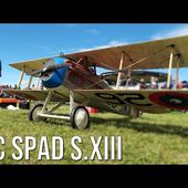 Big RC Plane SPAD S XIII Flying With Heavy Wind And Crosswind Landing