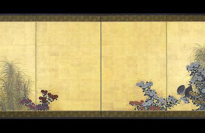 Quails among Autumn Flowers and Plants, possible attribution to Tosa Mitsukiyo (1808-1862), Edo period (1615-1868), first half 1