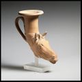 Terracotta rhyton (vase for libations or drinking), Greek, South Italian, Apulian, Hellenistic, late 4th–early 3rd century B.C.