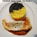 Cabillaud sauce rouge, riz bicolore